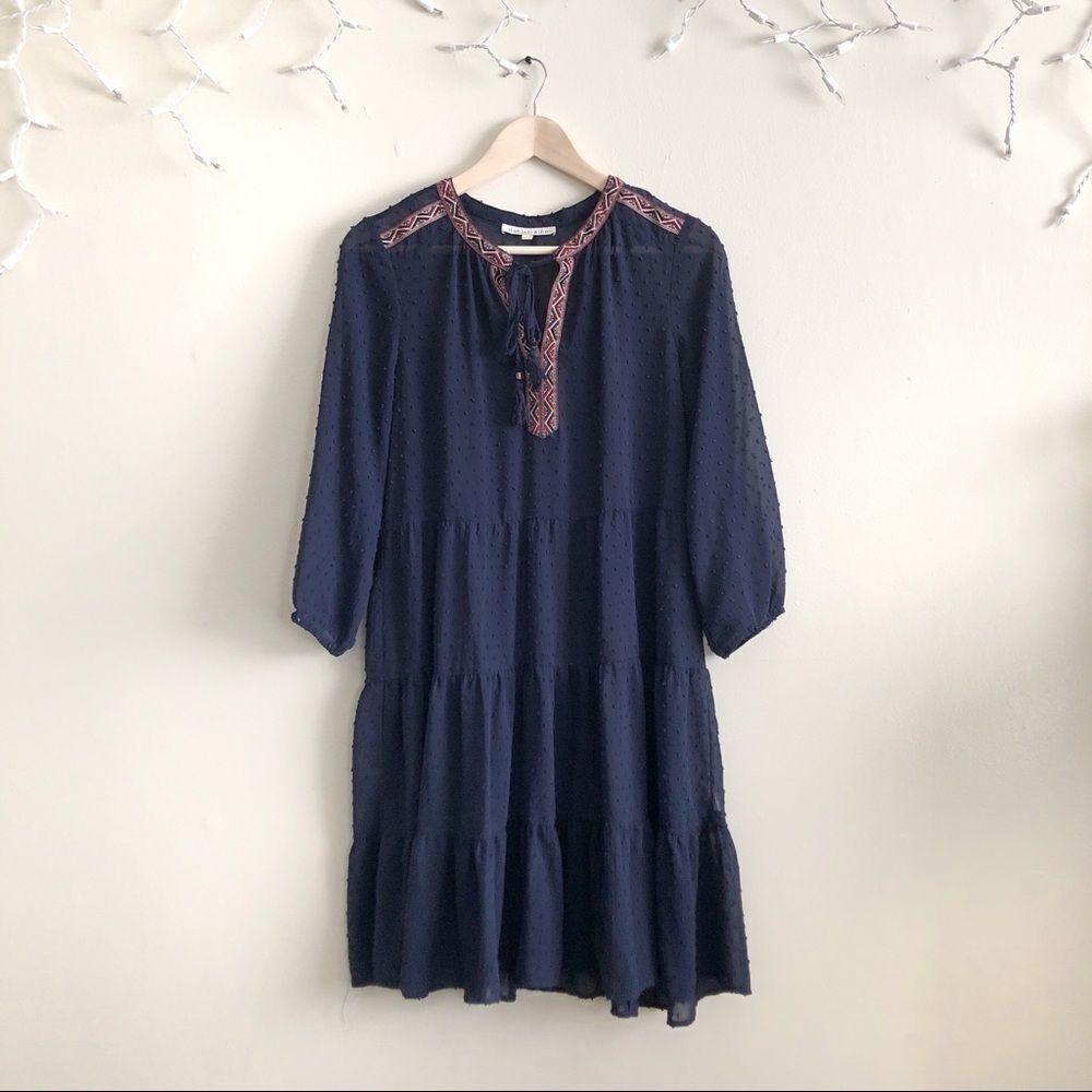 Daniel Rainn swiss dot textured tiered dress NWOT